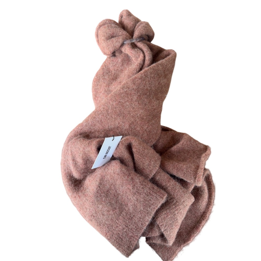 Jason Wu Dusty Rose Cocoa Alpaca Blend Fuzzy Knit Oversized Scarf NWT